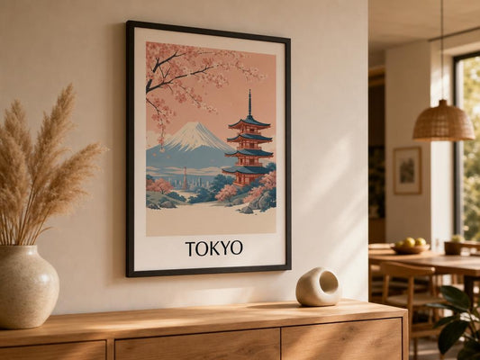 Tokyo & Mount Fuji | Vintage Travel Framed Poster Print