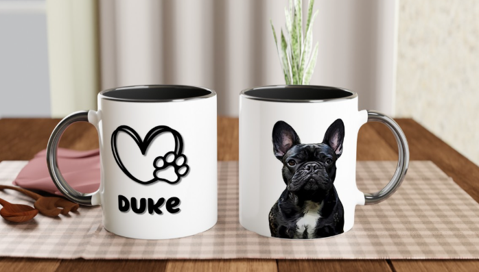 Custom Cartoon Pet Portrait Mug (11oz Coloured Ceramic)