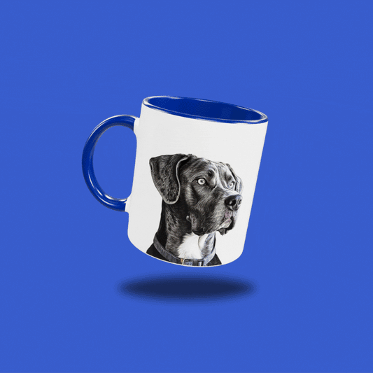 Custom Cartoon Pet Portrait Mug (11oz Coloured Ceramic)
