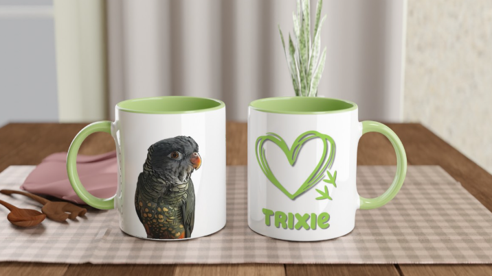 Custom Cartoon Pet Portrait Mug (11oz Coloured Ceramic)