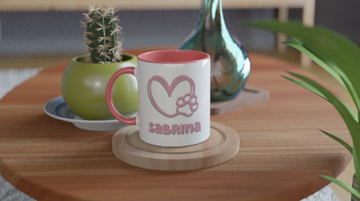 Custom Cartoon Pet Portrait Mug (11oz Coloured Ceramic)