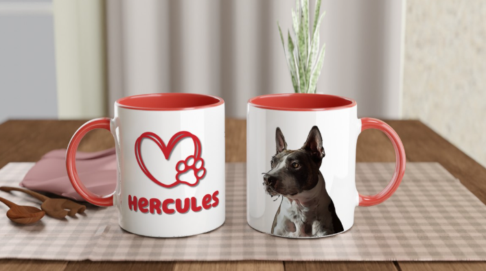 Custom Cartoon Pet Portrait Mug (11oz Coloured Ceramic)