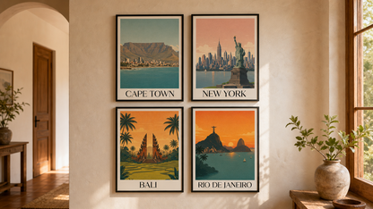 New York Skyline | Vintage Travel Framed Poster Print