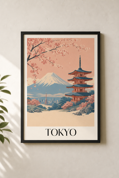 Tokyo & Mount Fuji | Vintage Travel Framed Poster Print