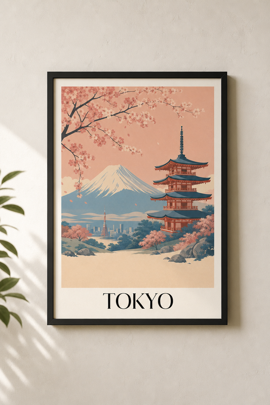 Tokyo & Mount Fuji | Vintage Travel Framed Poster Print