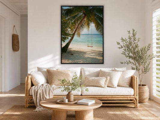 Beach Swing | Tropical Coastal Framed Poster Prints