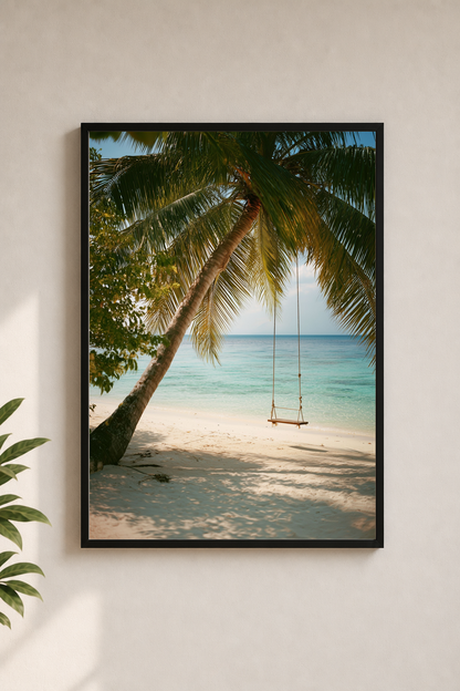Beach Swing | Tropical Coastal Framed Poster Prints