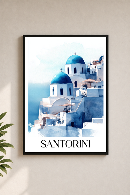 Santorini | Vintage Travel Framed Poster Print