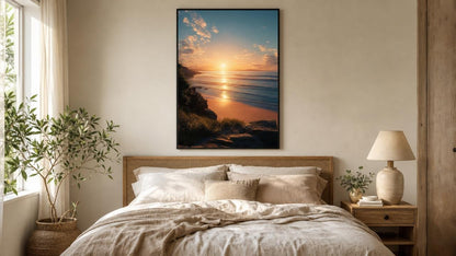 Golden Hour Beach | Coastal Sunset Framed Poster Prints